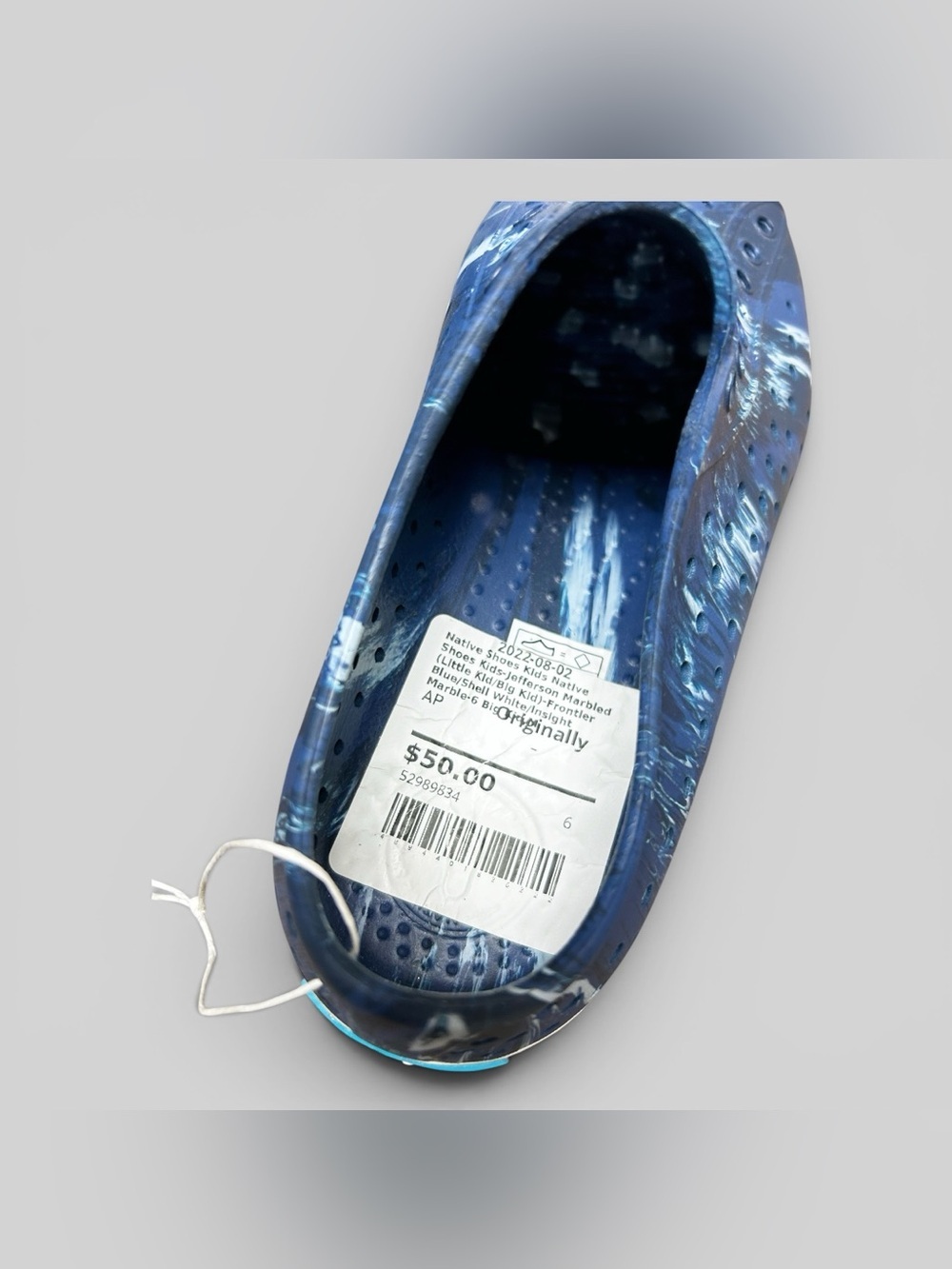 Native Youth/Big Kids Jefferson Marbled Blue White Slip On Shoes Size 6 NEW - Picture 6 of 9